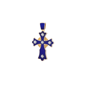 GOLD CROSS WITH HOT ENAMEL AND DIAMONDS— П156