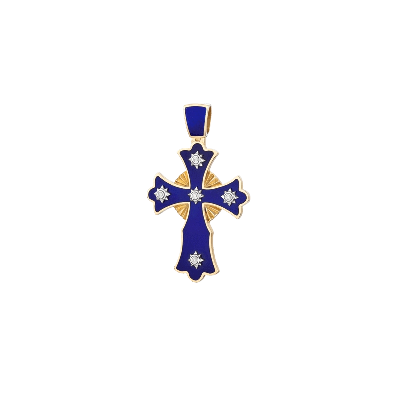 GOLD CROSS WITH HOT ENAMEL AND DIAMONDS— П156