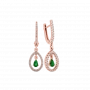 GOLD EARRINGS WITH EMERALDS AND DIAMONDS — С2330