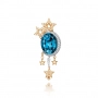 GOLD BROOCH WITH TOPAZ, SAPPHIRES AND DIAMONDS - Б494с