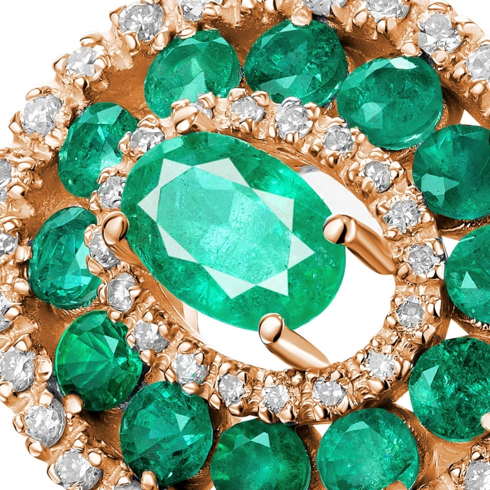 GOLD RING WITH DIAMONDS AND EMERALDS - К1015и