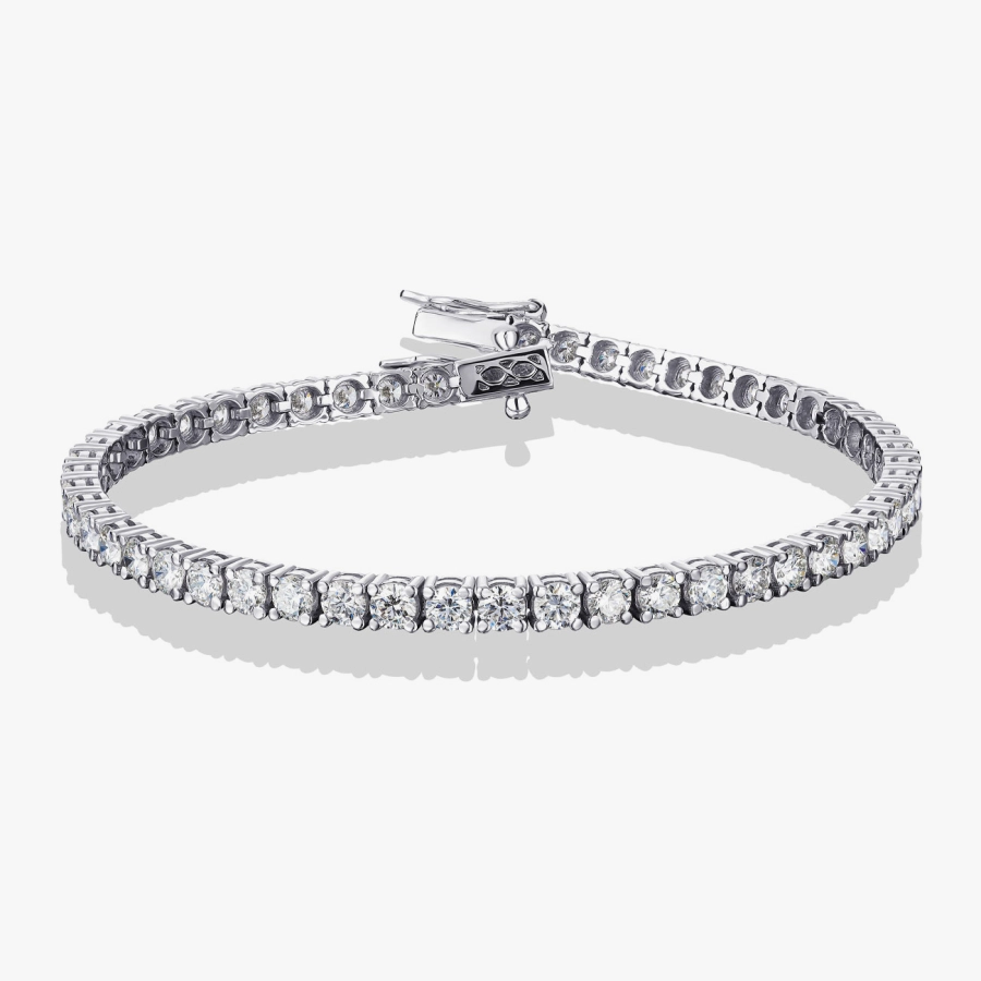 White Gold Tennis Bracelet with Diamonds - Бр3026.3