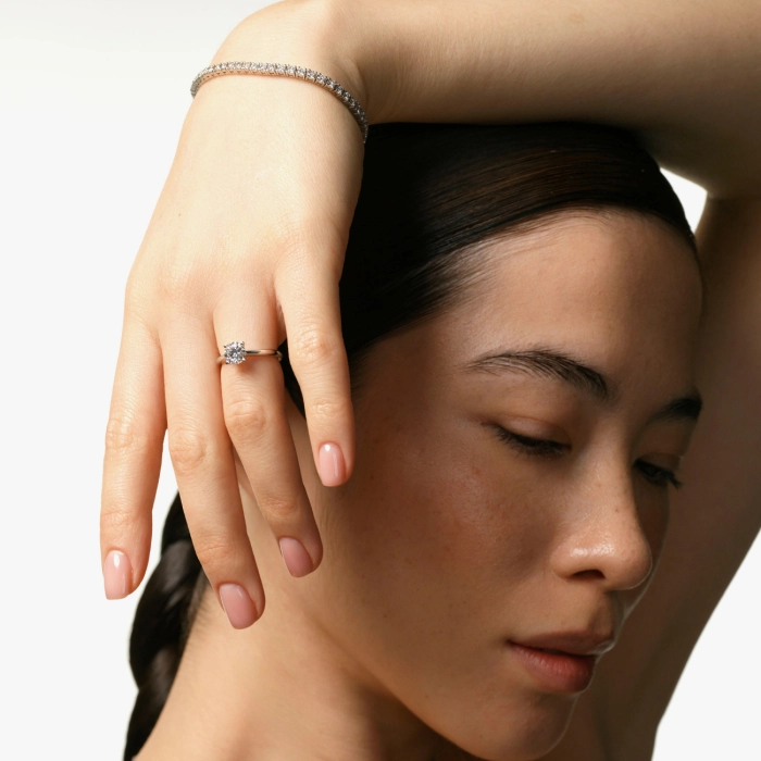 Тенісний браслет із білого золота з діамантами - Бр3026.2