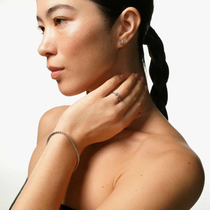 Тенісний браслет із білого золота з діамантами - Бр3026.2