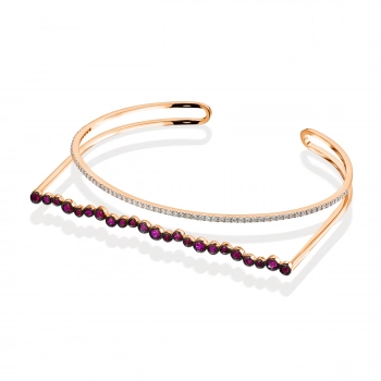 GOLD BRACELET WITH RUBIES AND DIAMONDS - Бр3038