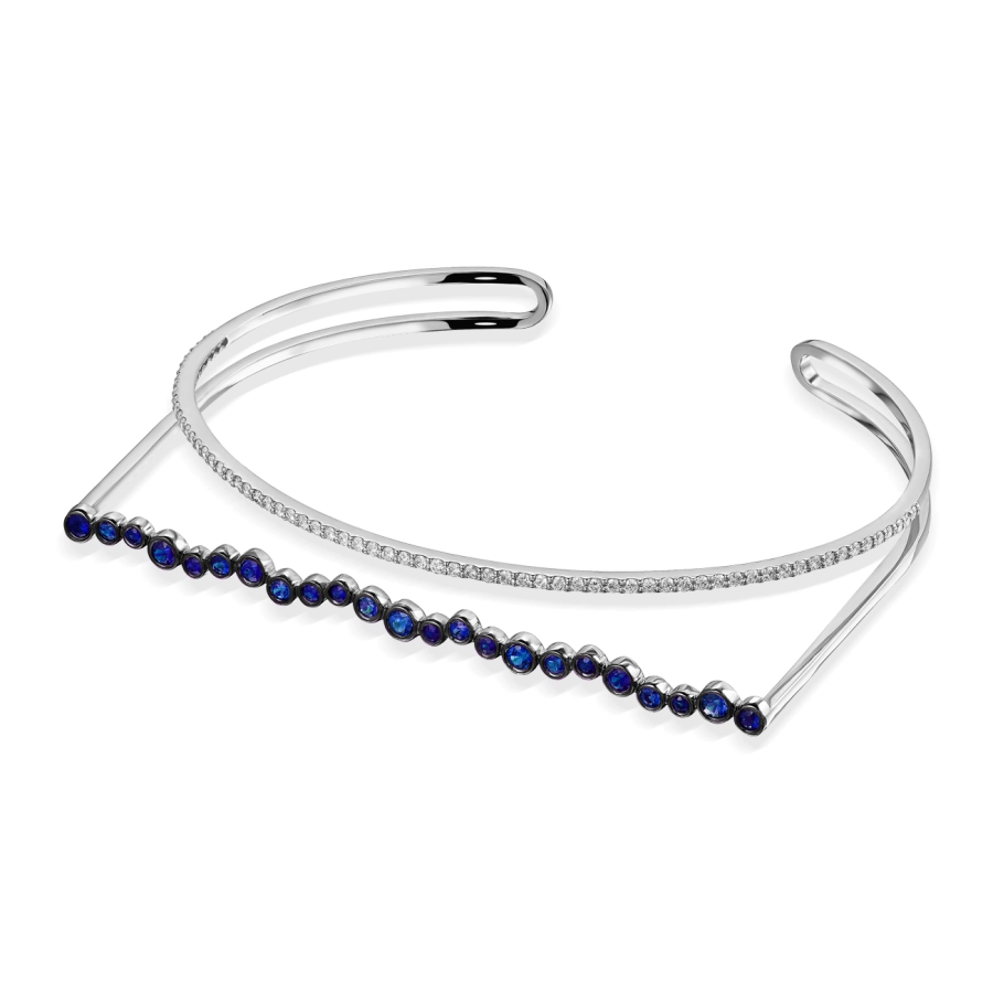 ЗОЛОТИЙ БРАСЛЕТ З САПФІРАМИ І ДІАМАНТАМИ - Бр3038с