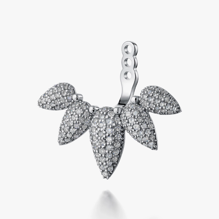 Насадка на пусет із білого золота з діамантами «Пелюстки» - С200018