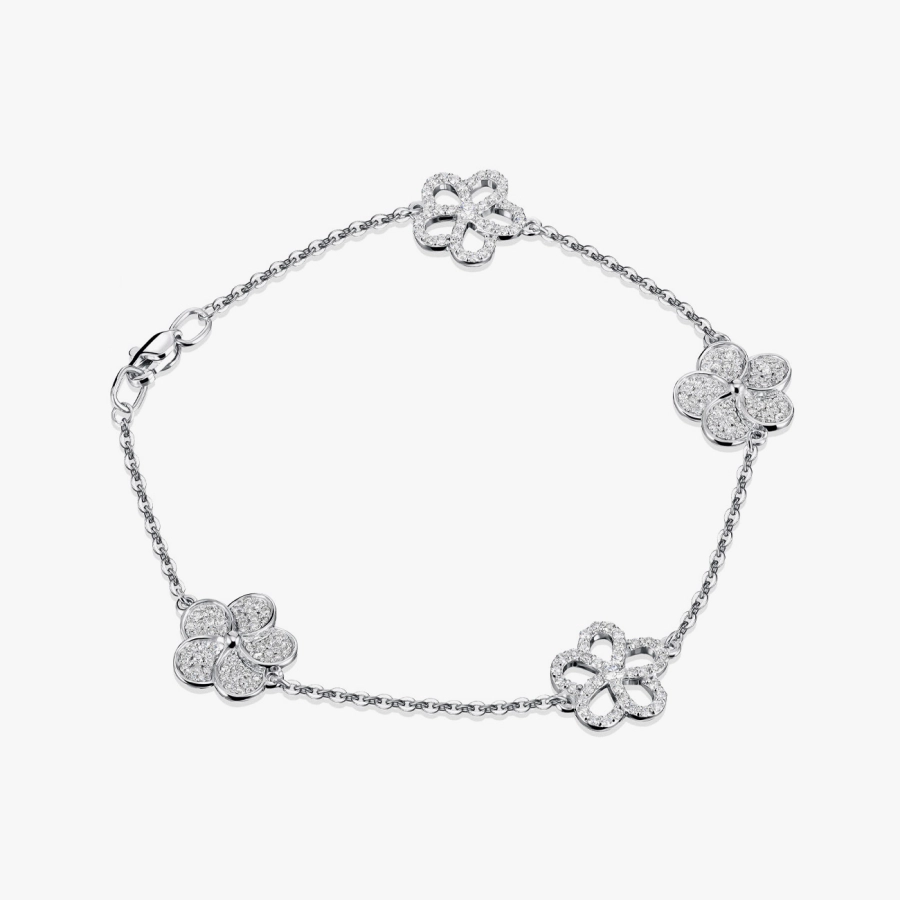 Браслет із квітковими елементами з діамантами - Бр3075