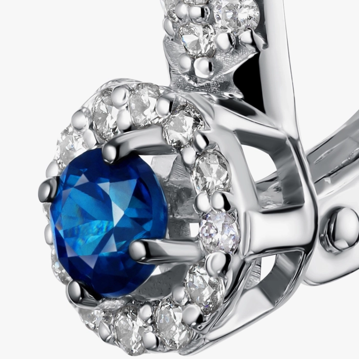 Сережки з сапфірами та діамантами з білого золота - С2848с