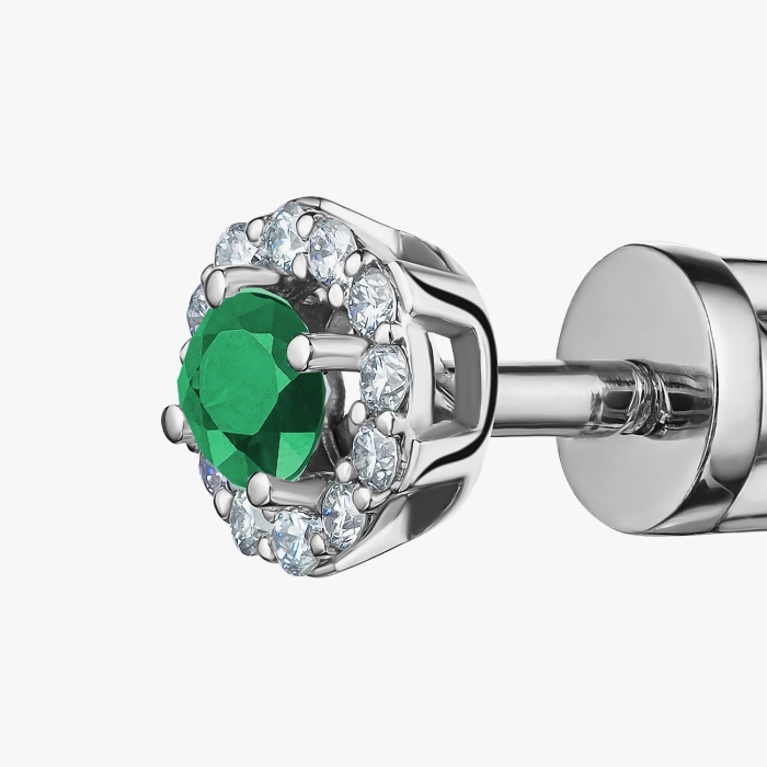 Сережки зі смарагдами та діамантами з білого золота - С2849и