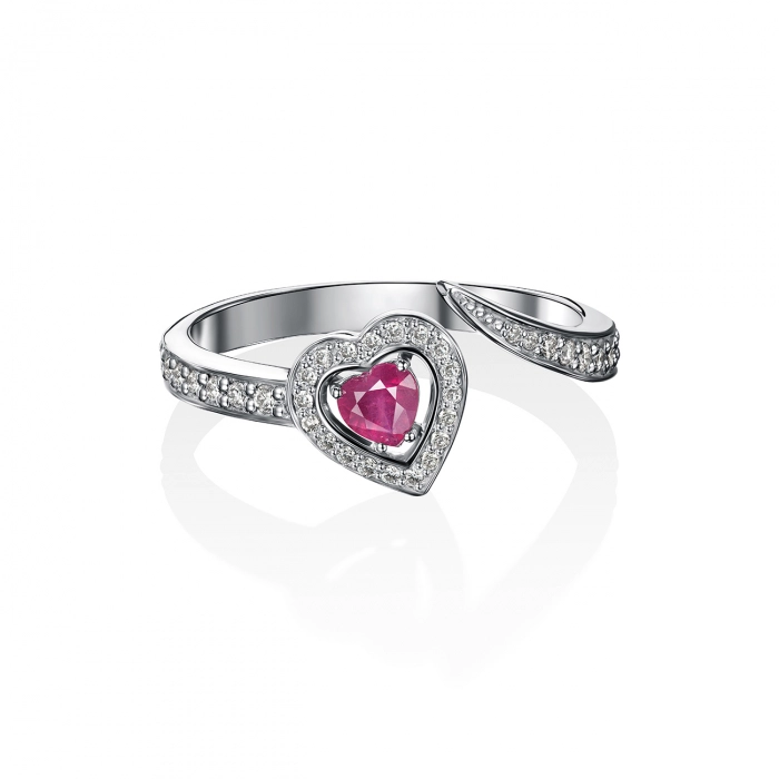 GOLD RING WITH DIAMONDS AND RUBY - К100306р