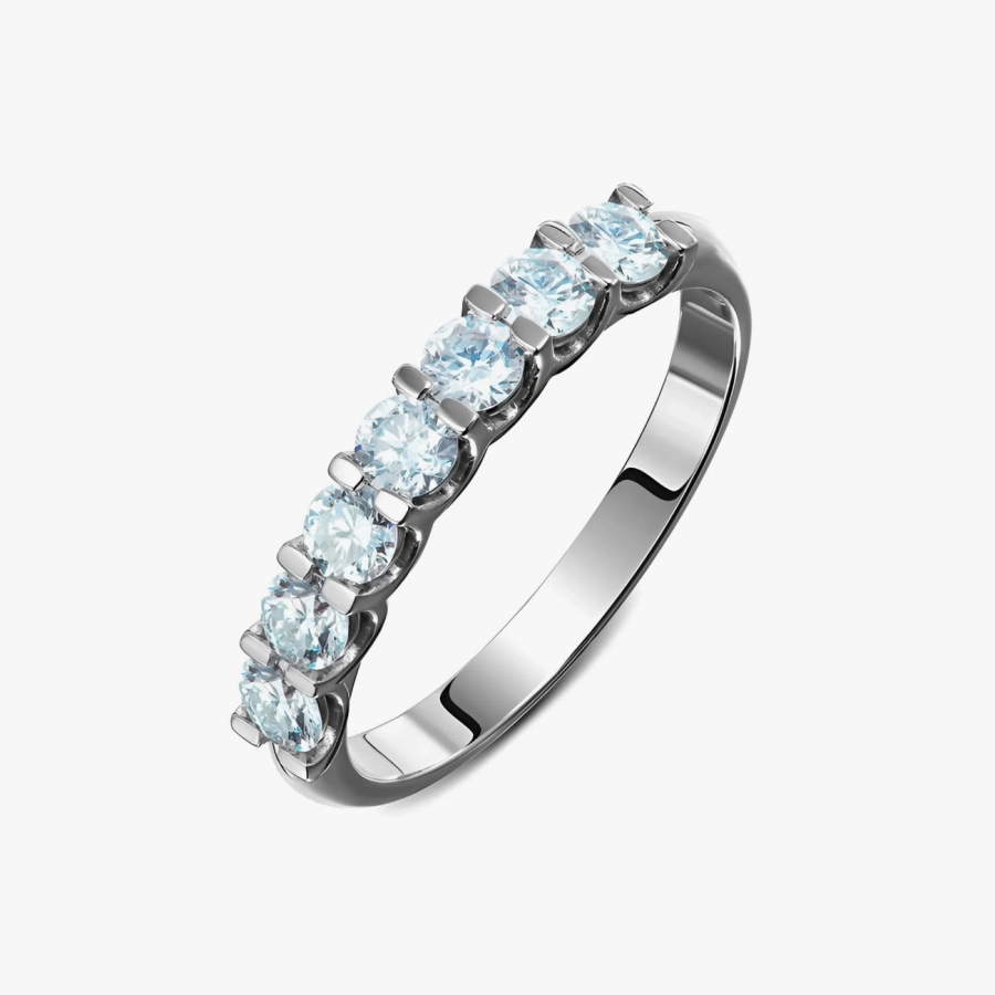 Каблучка-доріжка з білого золота з діамантами - К100041.7