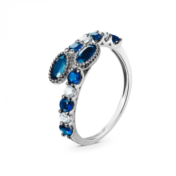 GOLD RING WITH SAPPHIRES AND DIAMONDS - K100006