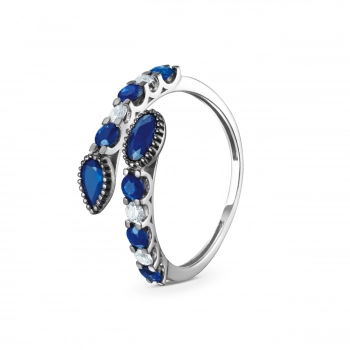 GOLD RING WITH SAPPHIRES AND DIAMONDS - К100007