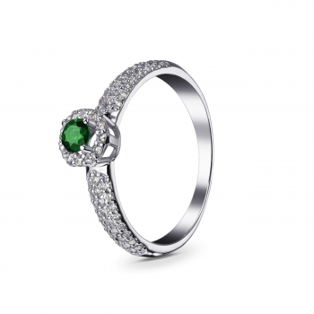 GOLD RING WITH EMERALD AND DIAMONDS - К100012и