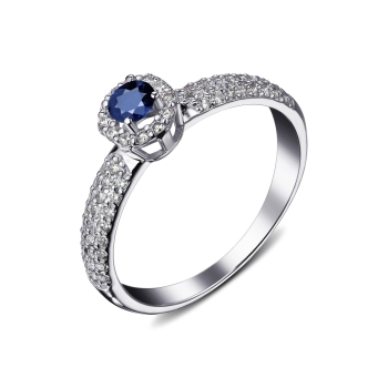 GOLD RING WITH SAPPHIRE AND DIAMONDS - K100012