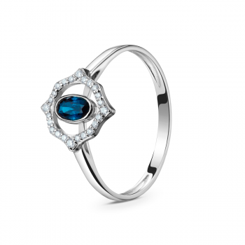 GOLD RING WITH SAPPHIRE AND DIAMONDS - K100015