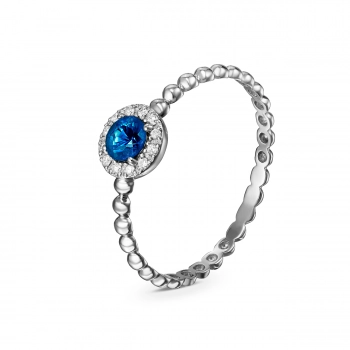 GOLD RING WITH SAPPHIRE AND DIAMONDS - К100019