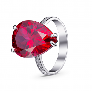 GOLD RING WITH RUBY AND DIAMONDS - К100022п