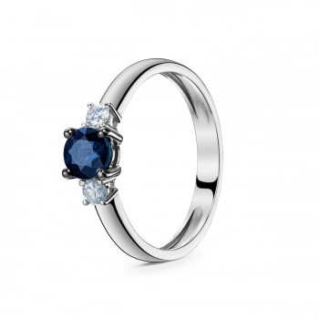 GOLD RING WITH SAPPHIRE AND DIAMONDS - К100025с