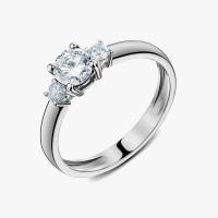 Класична каблучка з білого золота та 3 діамантами - К100025.42