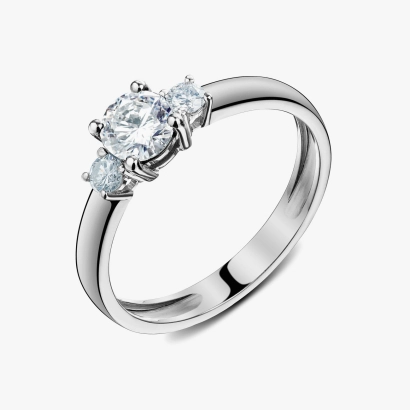 Классическое кольцо из белого золота с 3 бриллиантами - К100025.42