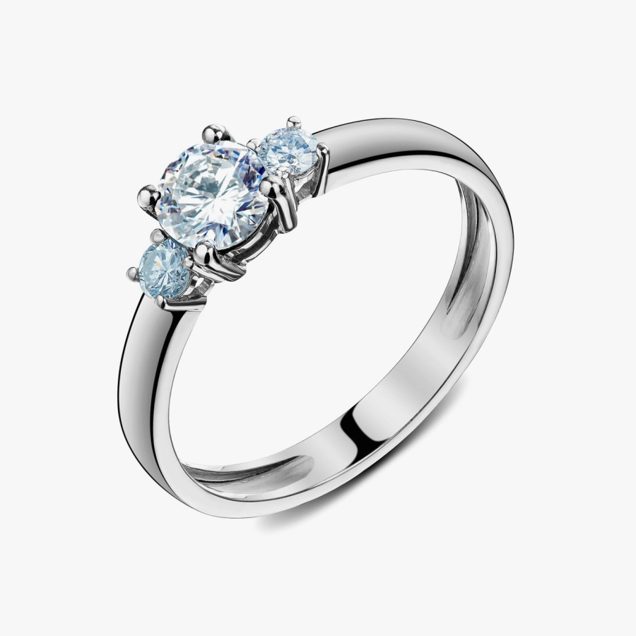 Classic White Gold 3 Diamond Ring - К100025.42