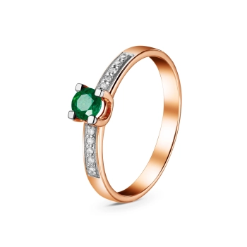 GOLD RING WITH EMERALD AND DIAMONDS - К100036и