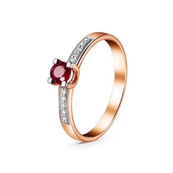 GOLD RING WITH RUBY AND DIAMONDS - К100036р