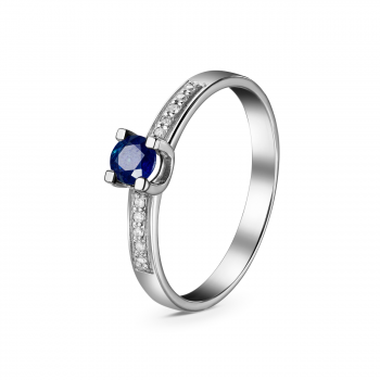 GOLD RING WITH SAPPHIRE AND DIAMONDS - К100036