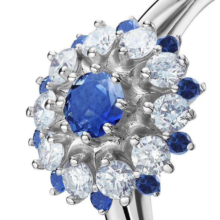 GOLD RING WITH SAPPHIRES AND DIAMONDS - К100044