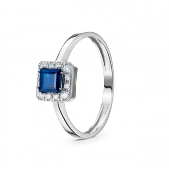 GOLD RING WITH SAPPHIRE AND DIAMONDS - К100052