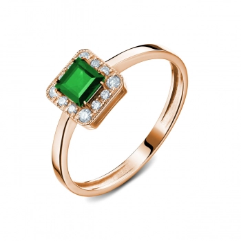 GOLD RING WITH EMERALD AND DIAMONDS - К100052и