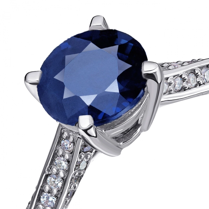 GOLD RING WITH DIAMONDS AND SAPPHIRE - К100064