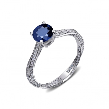 GOLD RING WITH DIAMONDS AND SAPPHIRE - К100064