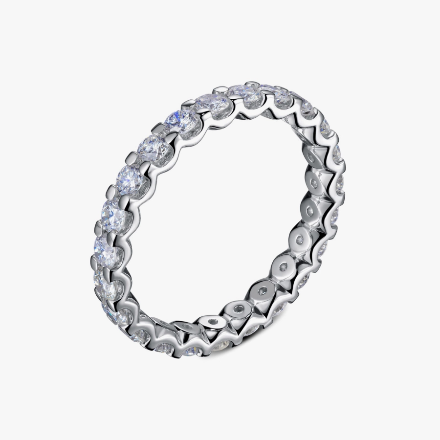 Gold Wedding Ring with a Path of Diamonds - К100068.27