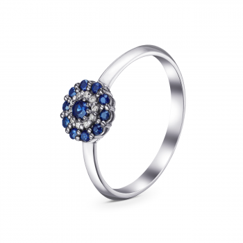 GOLD RING WITH SAPPHIRES AND DIAMONDS - К100082с