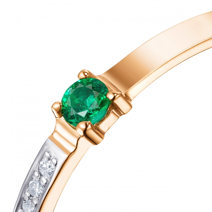 GOLD RING WITH EMERALD AND DIAMONDS - К100084