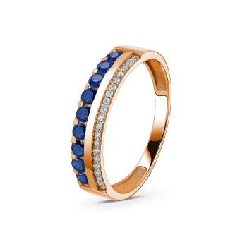 GOLD RING WITH SAPPHIRES AND DIAMONDS - К100088с