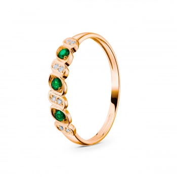 GOLD RING WITH EMERALDS AND DIAMONDS - К100094
