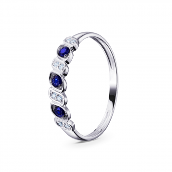GOLD RING WITH SAPPHIRES AND DIAMONDS - К100094