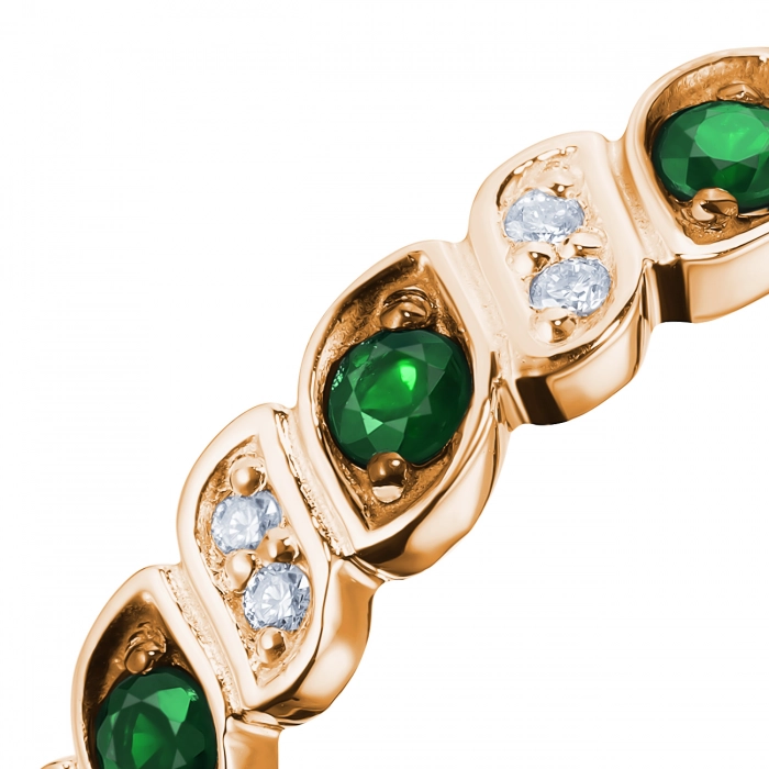 GOLD RING WITH EMERALDS AND DIAMONDS - К100094