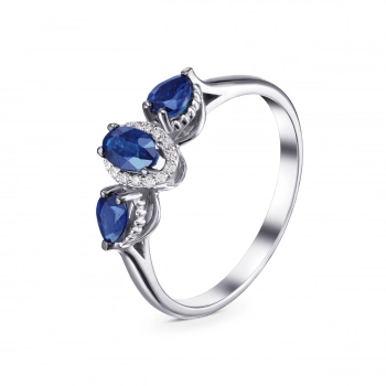 GOLD RING WITH SAPPHIRES AND DIAMONDS - К100101