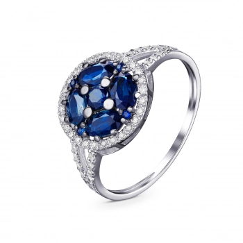 GOLD RING WITH SAPPHIRES AND DIAMONDS - К100133с