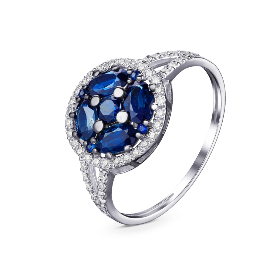 ЗОЛОТА КАБЛУЧКА З САПФІРАМИ І ДІАМАНТАМИ - К100133с