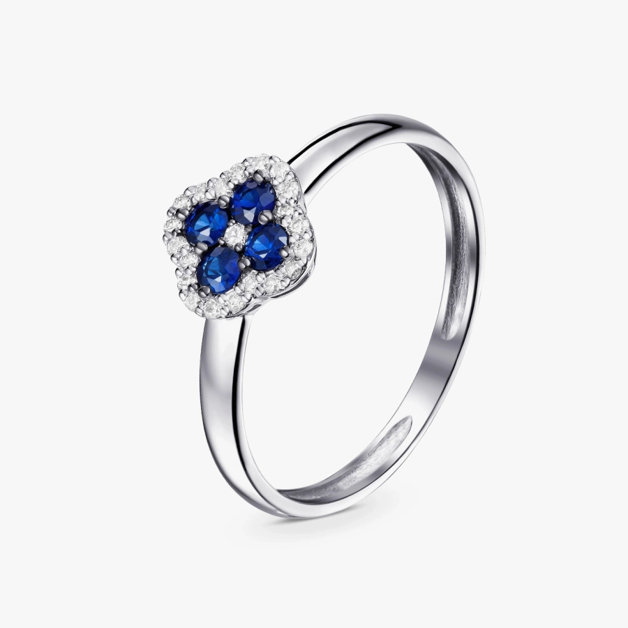 ЗОЛОТА КАБЛУЧКА З САПФІРАМИ І ДІАМАНТАМИ - К100134