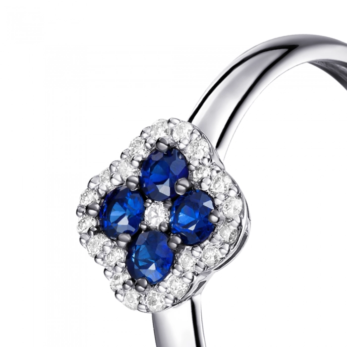 GOLD RING WITH SAPPHIRES AND DIAMONDS - K100134
