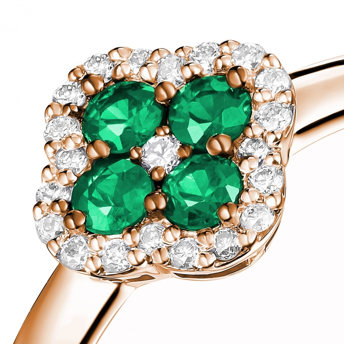 GOLD RING WITH EMERALDS AND DIAMONDS - К100134и