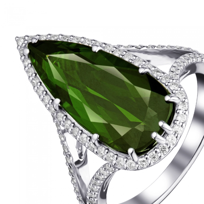 GOLD RING WITH TOURMALINE AND DIAMONDS - К100138