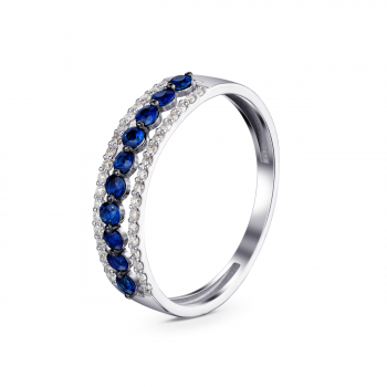 GOLD RING WITH SAPPHIRES AND DIAMONDS - К100143с